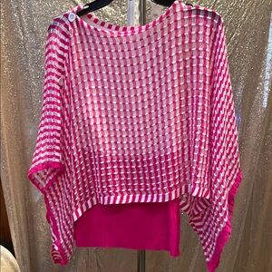 Pink and White Striped Poncho style Top